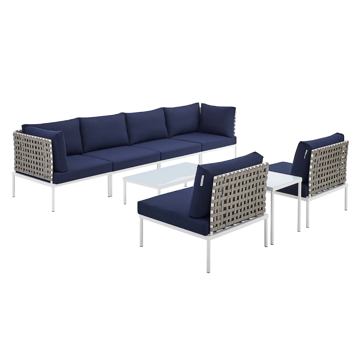 Modway Harmony Outdoor 8-Piece Aluminum Sectional Sofa Set