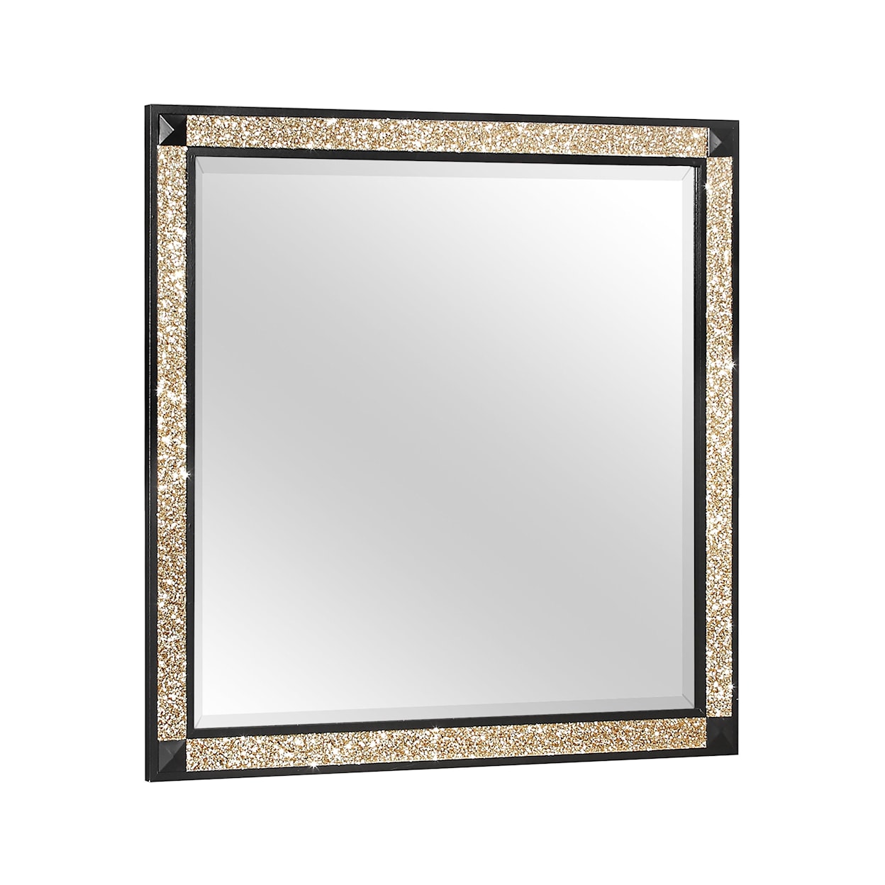 Global Furniture Rivera Dresser Mirror with Gold and Black Trim