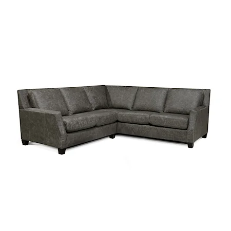 Contemporary 2-Piece Leather Sectional Sofa with Track Arms