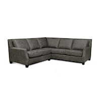 Contemporary 2-Piece Leather Sectional Sofa with Track Arms