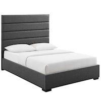 Queen Upholstered Fabric Platform Bed