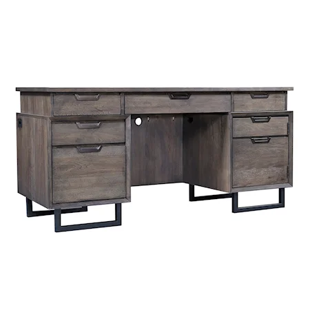 Contemporary 66" Credenza Desk with A/C Outlets and Adjustable Shelf
