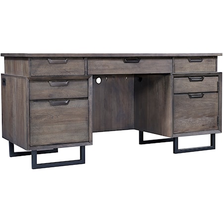 Contemporary 66" Credenza Desk with A/C Outlets and Adjustable Shelf