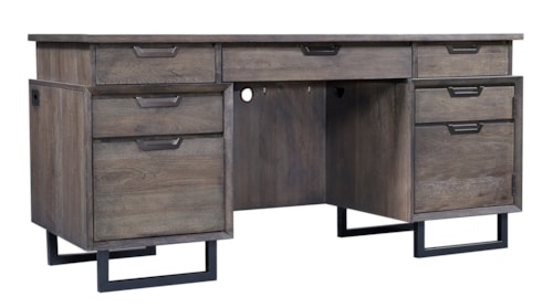 Contemporary 66" Credenza Desk with A/C Outlets and Adjustable Shelf