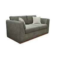 Transitional Loveseat with Olive Fabric