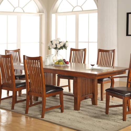 Mission-Style Trestle Table with 18" Leaf