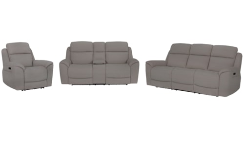 Casual 3-Piece Power Reclining Living Room Set with Power Headrests and Lumbar Support
