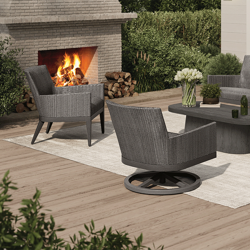 Ebel Siena Woven-Cushion Club Swivel Rocker