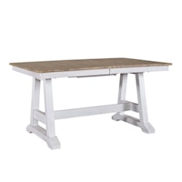 Transitional Trestle Dining Table with Self-Storing Butterfly Leaf