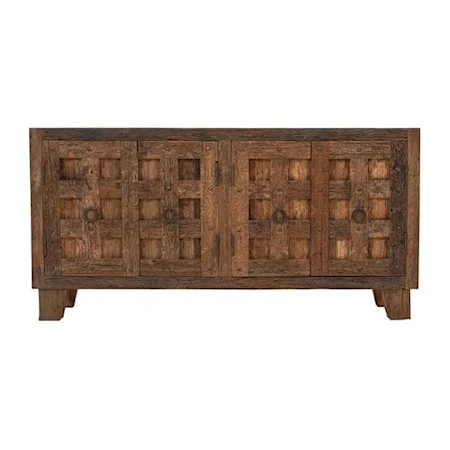 Colton Rustic 4-Door Reclaimed Wood Accent Cabinet