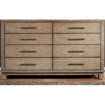 Contemporary 8-Drawer Dresser with Felt-Lined Top Drawers