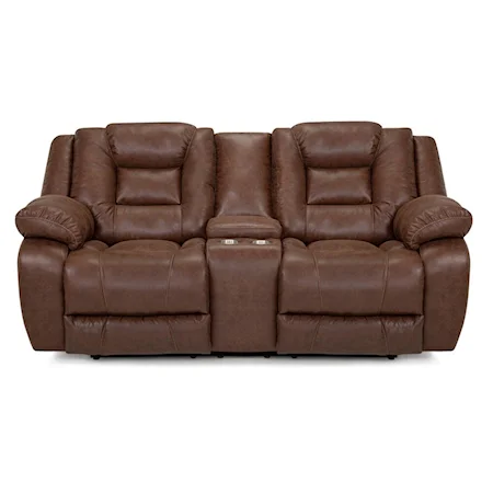 Casual Reclining Loveseat with Storage Console & Cup Holders