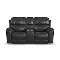 Casual Power Reclining Lovesat with Console, Power Headrests, & Power Lumbar