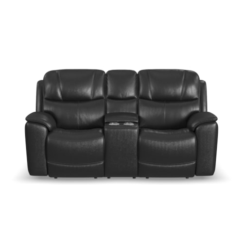 Casual Power Reclining Lovesat with Console, Power Headrests, & Power Lumbar