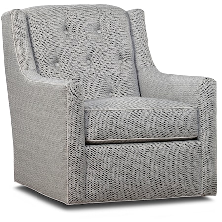 Transitional Swivel Chair with Button Tufting