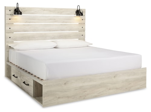 King Panel Bed With 2 Storage Drawers