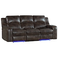 Contemporary Power Dual Reclining Sofa with Power Reclining, Floor Lights, and USB Ports
