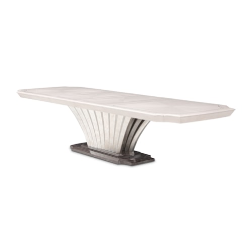 Glam 92"-140" Rectangular Fluted-Shell Pedestal Dining Table