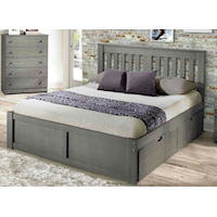 York Rustic Full Platform Storage Bed - Gray