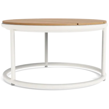 20" Round Aluminum Side Table w/Teak Top