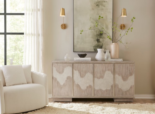Transitional 4-Door Accent Cabinet with Soft Close Hinges