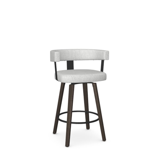 Contemporary Counter Height Swivel Stool with Wood Base