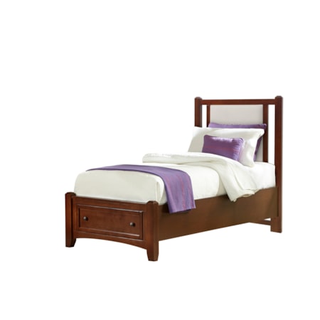 Blue Upholstered Twin Bed