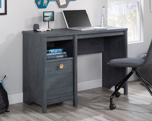 Casual Home Office Desk with Open Storage Shelf