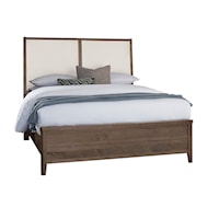 Transitional California King Upholstered Panel Bed with Low-Profile Footboard