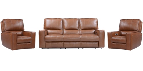 Transitional Power Reclining Sofa and Dual Recliners Set with Power Headrests
