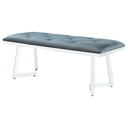 Beaufort Velvet Dining Bench Steel