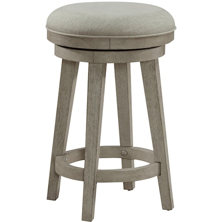 Modern Farmhouse Swivel Stool with Upholstered Seat