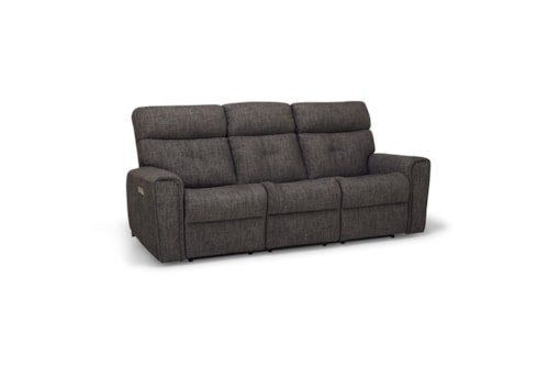 Contemporary Power Reclining Acacia Sofa with Power Headrests