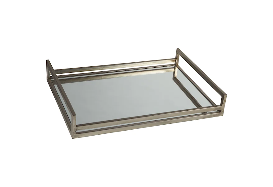 Accents Derex Silver Finish Tray by Benchcraft at Virginia Furniture Market