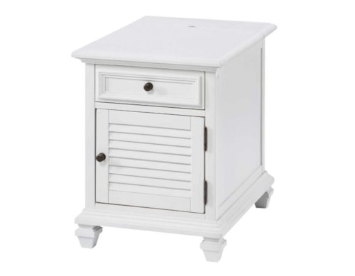 Farmhouse Storage End Table with Built-in USB Power Strip