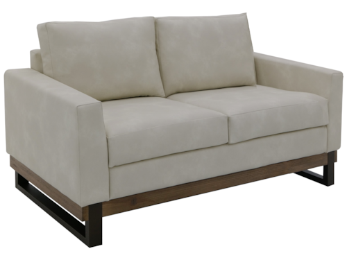 Contemporary Loveseat with Exposed Wooden & Metal Base