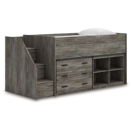 Twin Loft Bed w/ Bookcase And Drawer Storage