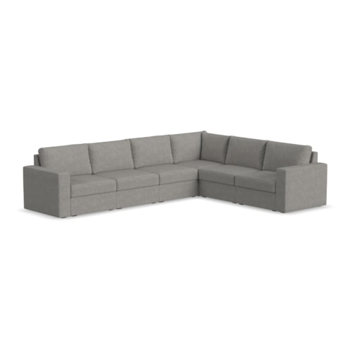 Flex 6-Seat Sectional with Standard Arm - Pebble
