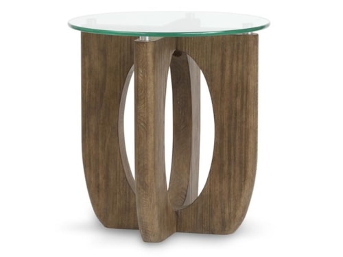 Contemporary Round End Table with Glass Top