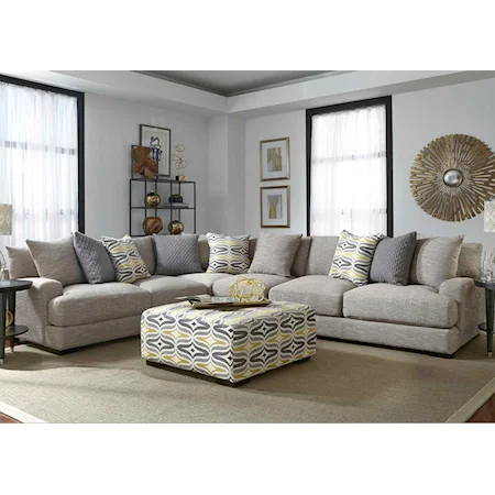 Contemporary 4-Piece Sectional Sofa with Throw Pillows