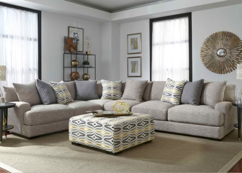 Contemporary 4-Piece Sectional Sofa with Throw Pillows