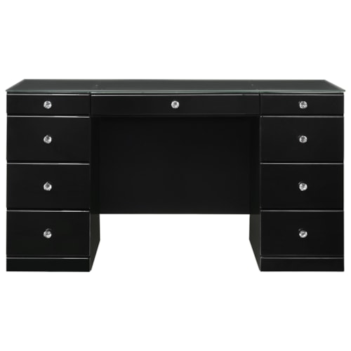 Glam Vanity with Glass Top and LED Mirror