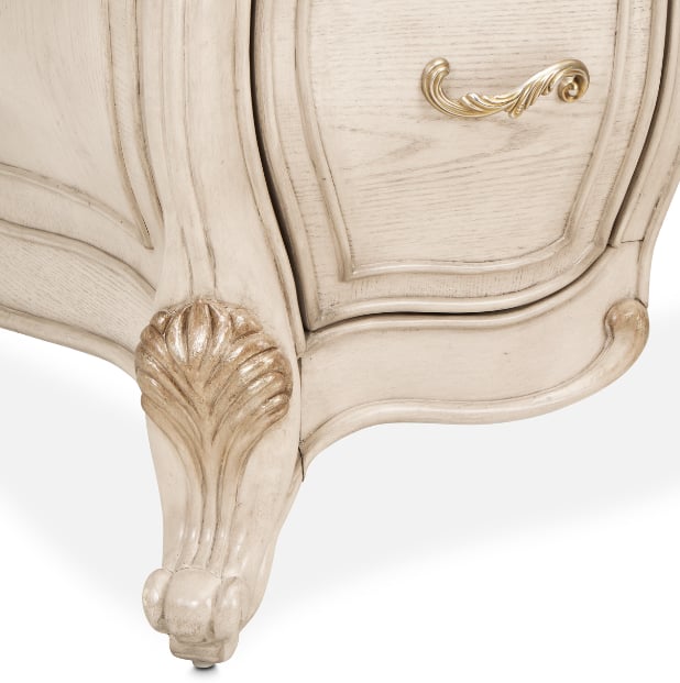 Michael Amini Platine de Royale 7-Drawer Vanity Desk and Mirror