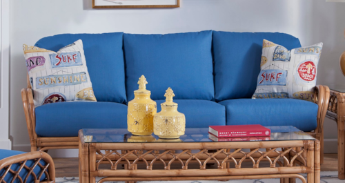 Coastal Rattan Sofa with English Arms