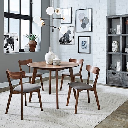 Mid-Century Modern 5-Piece Table and Chair Set with Upholstered Seats