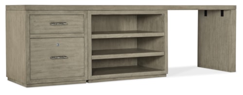 Casual 96" Storage Desk with File Cabinet and Open Shelf Cabinet
