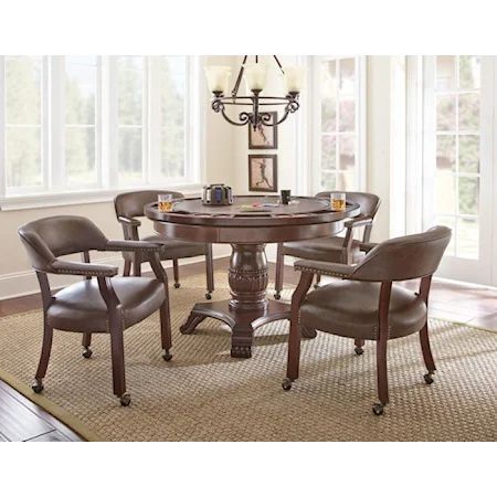 Tournament Round Game Table & Caster Arm Chair Set