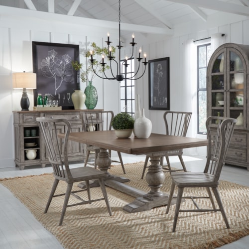 Farmhouse 5-Piece Trestle Dining Set