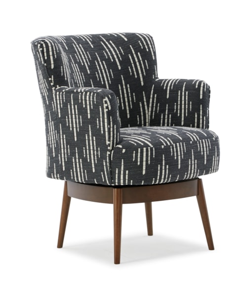 Contemporary Swivel Chair with Wood Base