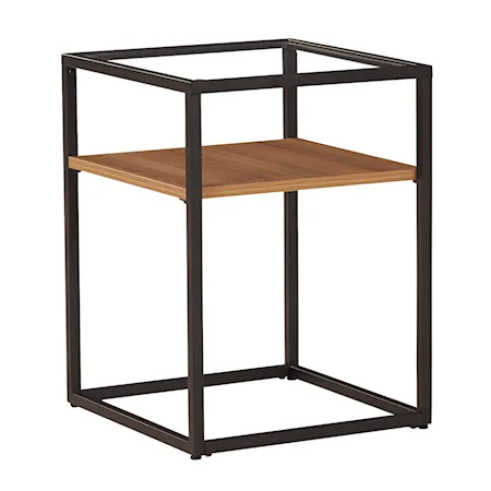 Black Metal Accent Table with Glass Top